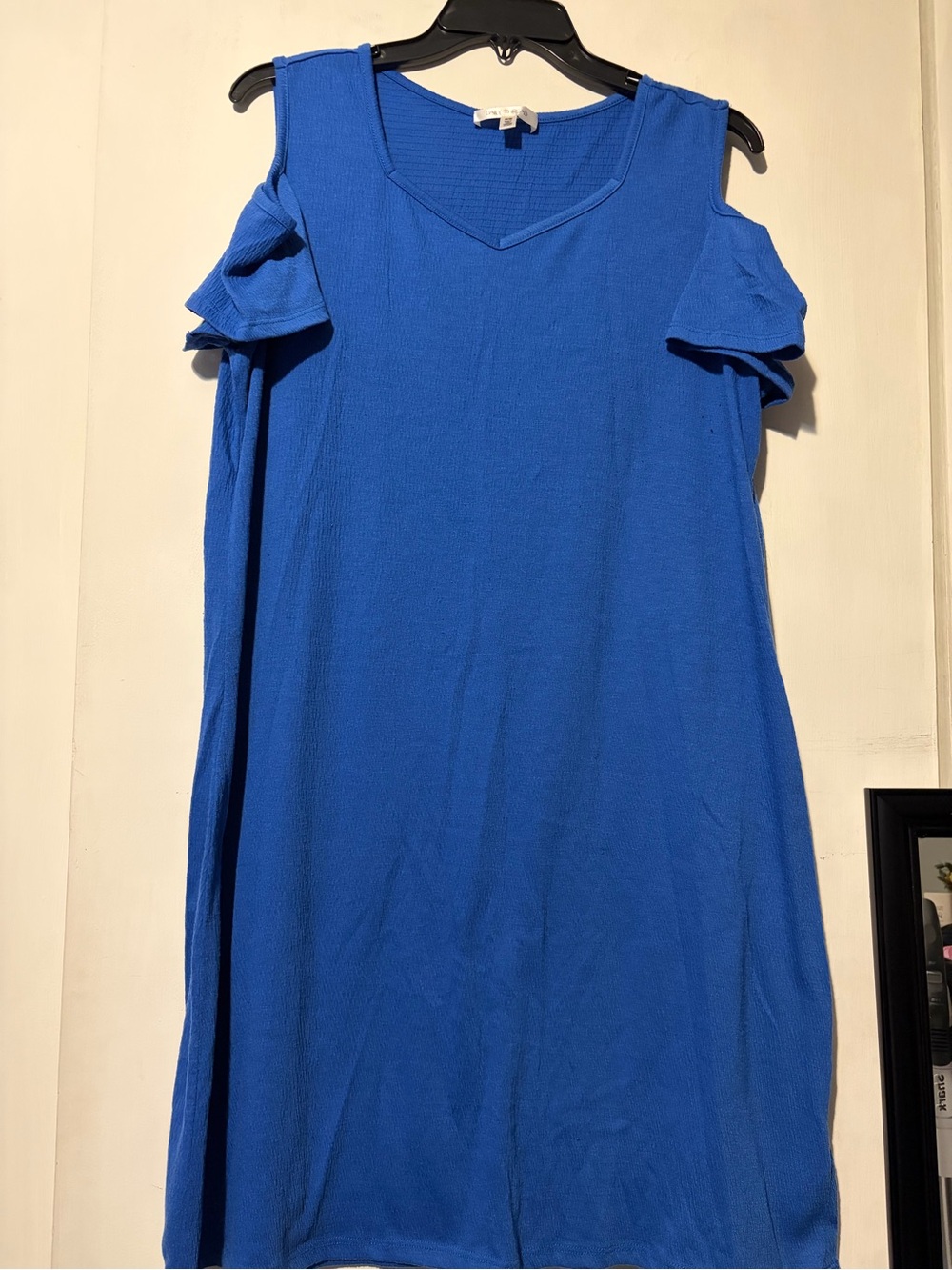 Women's Cold-Shoulder V-Neck Dress - Blue